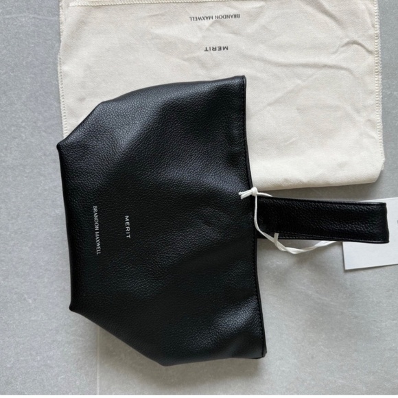 NEW! Merit x Brandon Maxwell Black Leather Bag Pouch Handbag Clutch - Picture 5 of 9